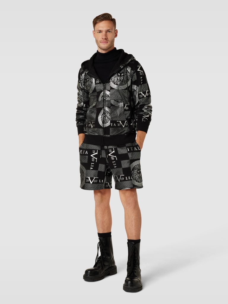 19V69 Italia Sweatjacke mit Allover-Muster (black) online kaufen 