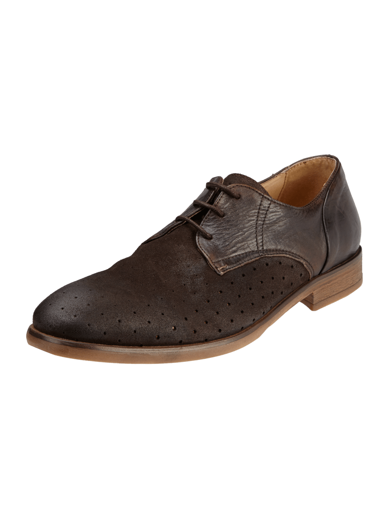 H By Hudson Derby aus Veloursleder mit Lederdetails (mittelbraun