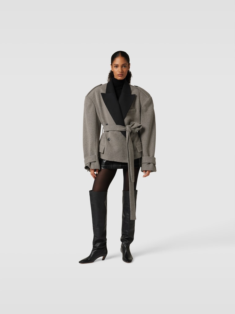The Mannei Jacke mit Hahnentrittmuster (dunkelgrau melange) online 