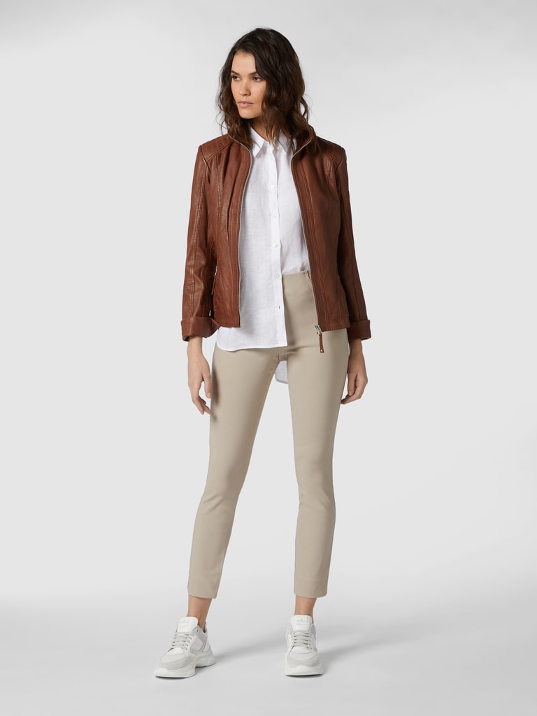 Cabrini Lederjacke mit variablem Stehkragen (cognac) online kaufen