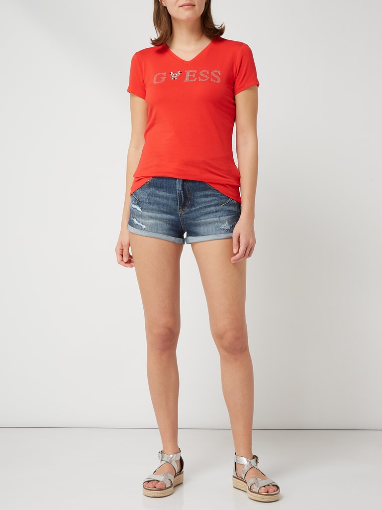 Guess T-Shirt mit Logo-Applikation (rot) online kaufen