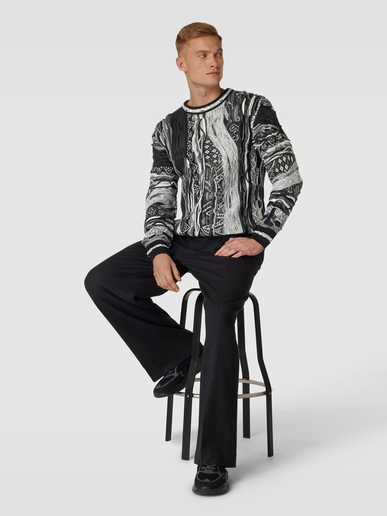 Carlo Colucci Gebreide pullover met all-over motief in zwart online ...