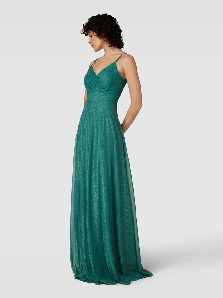 Kleo Abendkleid (1-tlg) Elegant Schimmernder Viskose-Satin, Gesmokte Taille