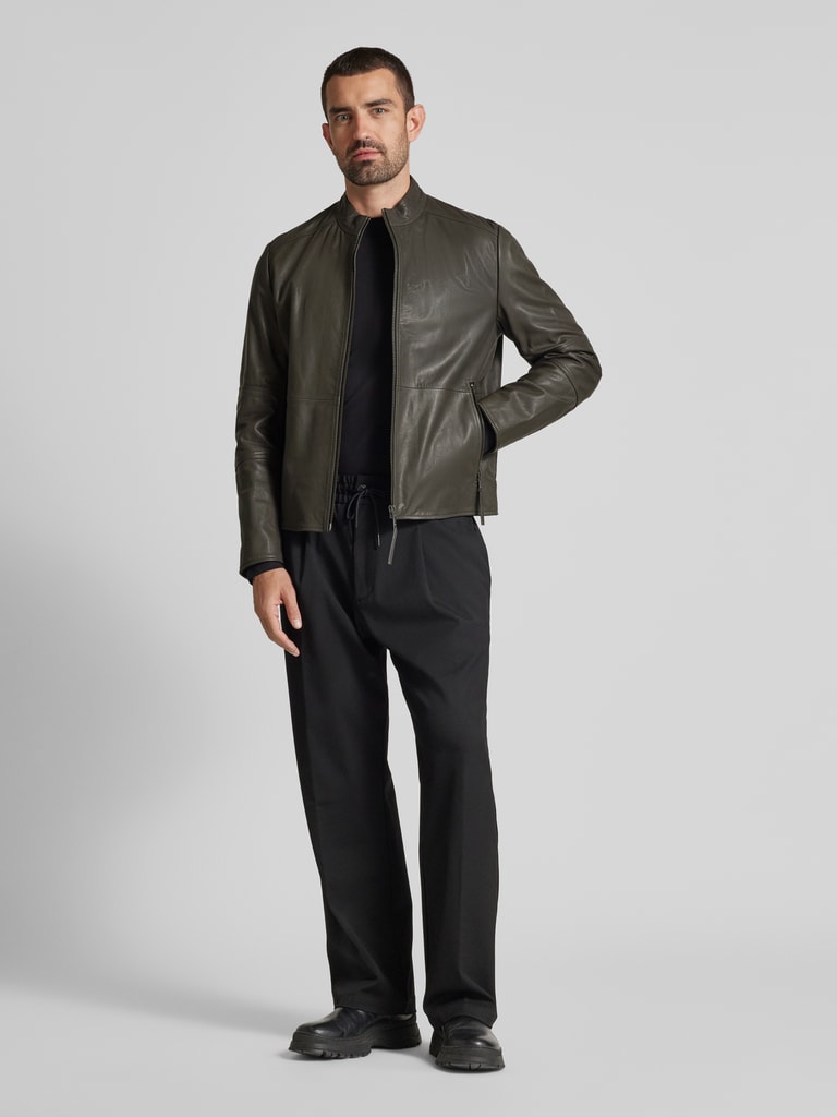 HUGO Lederjacke mit Reißverschlusstaschen Modell 'Lokis - Main Image