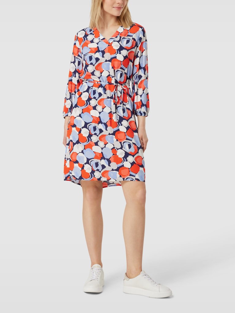 TOM TAILOR Damen Kleid – Mesh Mit Plissee, Knopfleiste & Blumenmuster