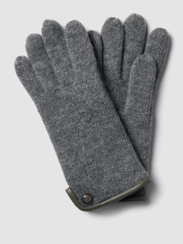 Gants Femme Roeckl Original Walkhandschuh - Pure Laine Vierge Avec Passepoil En Cuir - Classiques Et Chauds