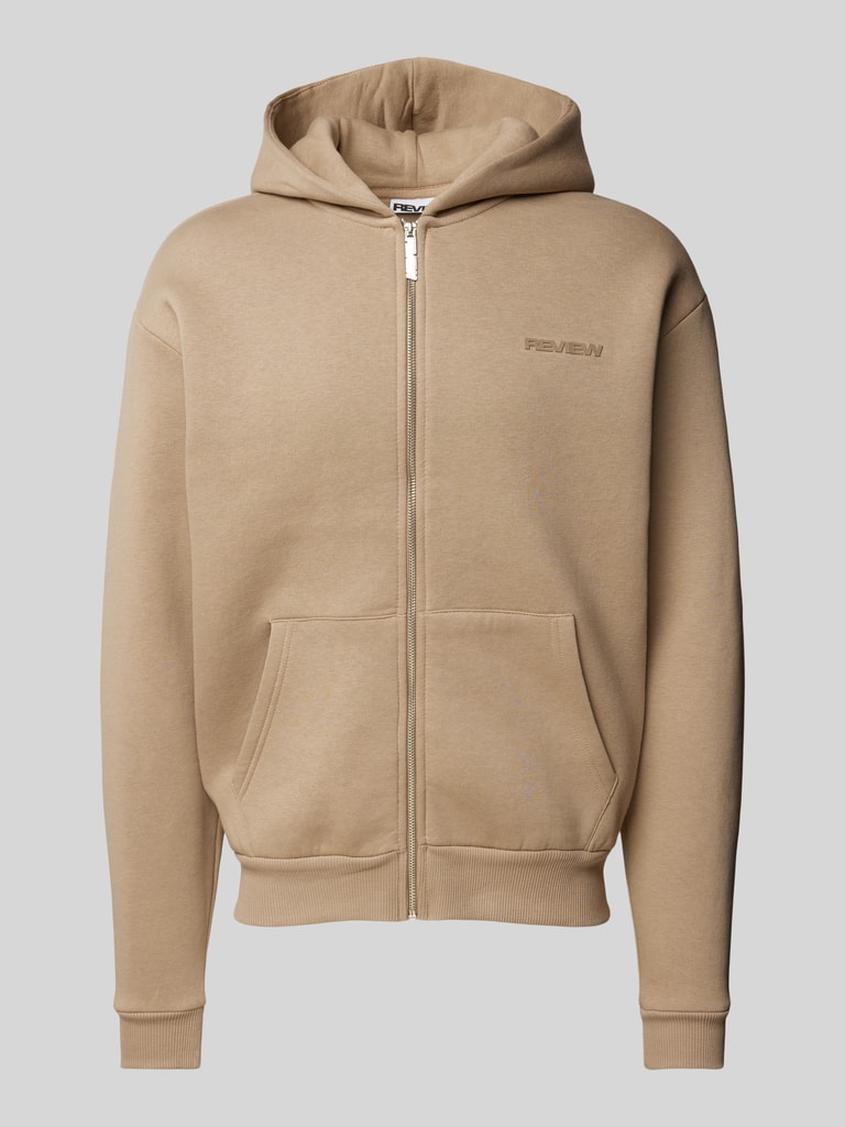 REVIEW Oversized sweatjack met labelprint in taupe online kopen P&C