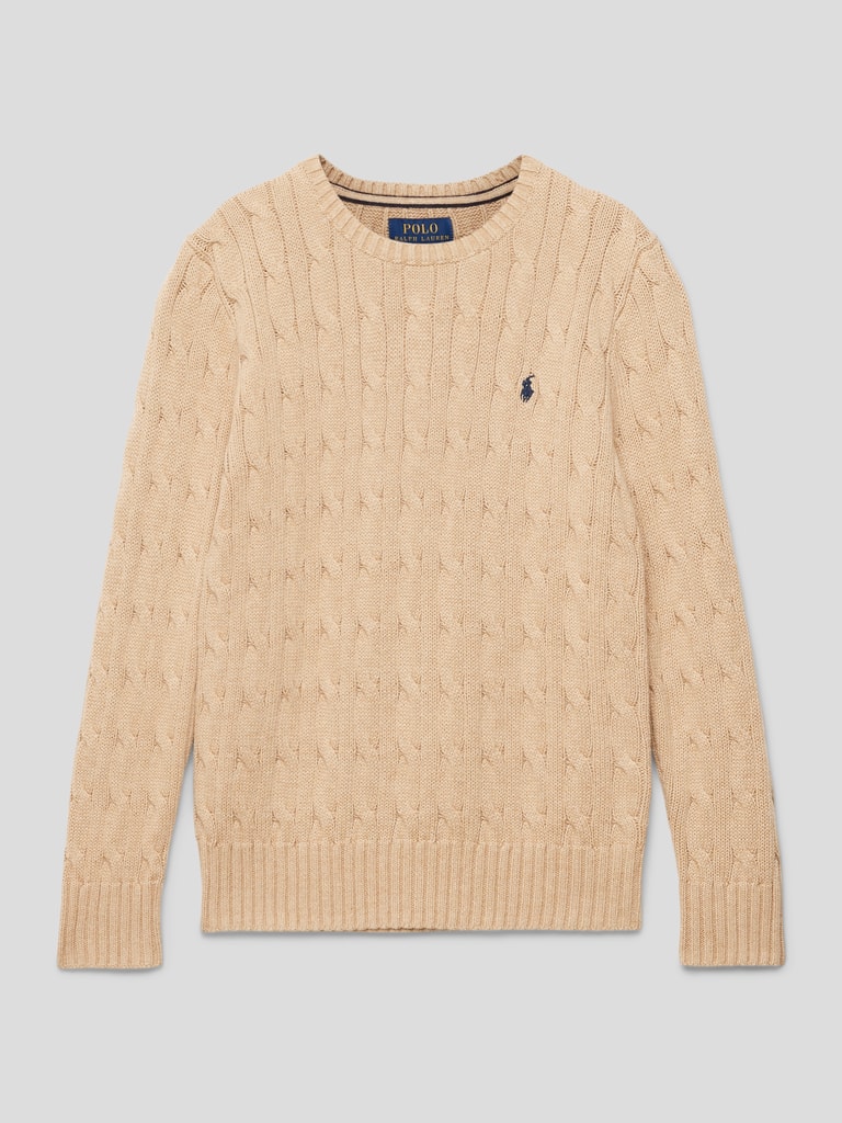 Polo Ralph Lauren Kids Strickpullover mit Zopfmuster und Logo