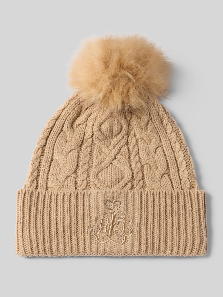 Kup online Lauren Ralph Lauren Czapka dzianinowa z dodatkiem wełny (camel)