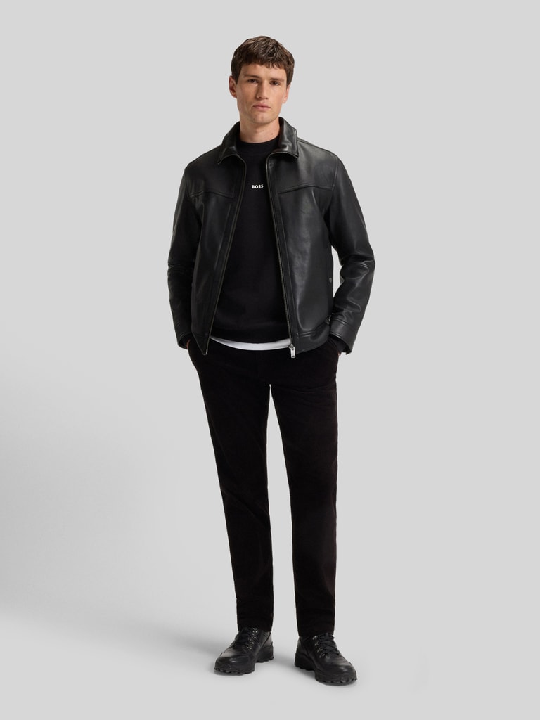 BOSS Orange Regular Fit Lederjacke aus echtem Lammnappa Modell