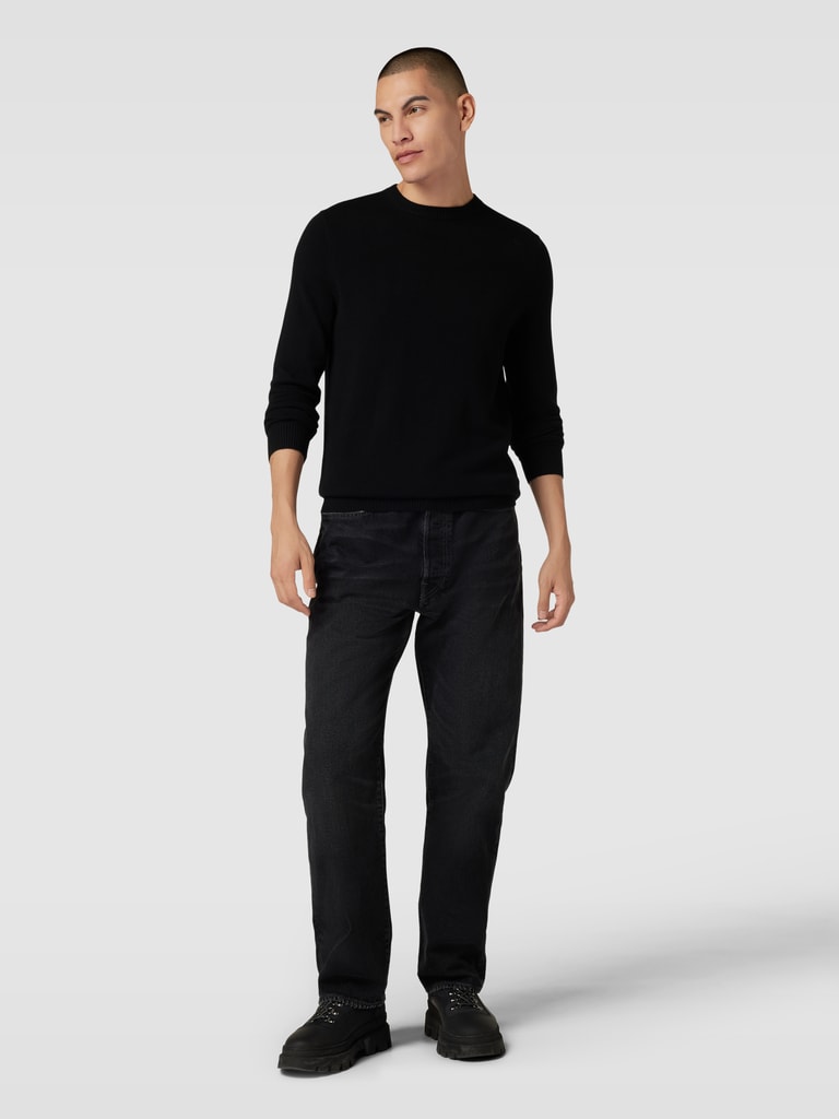Christian Berg MenStrickpullover aus Kaschmir mit Rundhalsausschnitt in schwarz