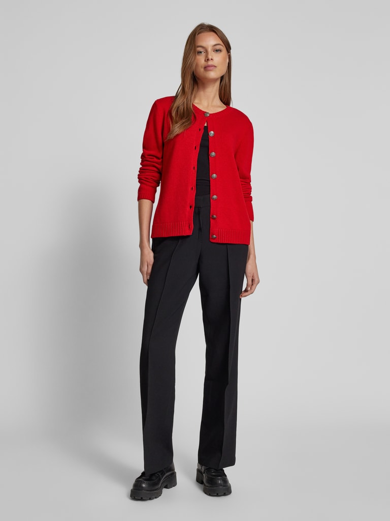 Milano Italy Regular Fit Cardigan mit gerippten Abschlüssen (rot