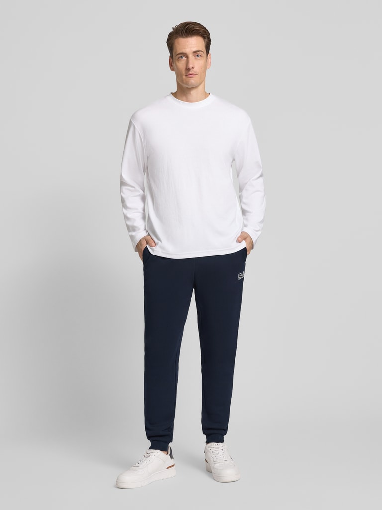 EA7 Emporio Armani Sweatbroek met elastische band in donkerblauw