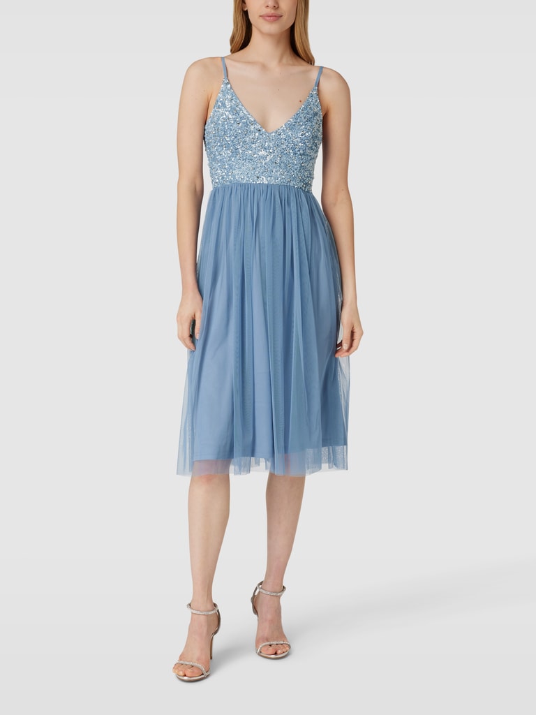 55188 Beaded Plunging Fitted Cocktail Dress main image 1