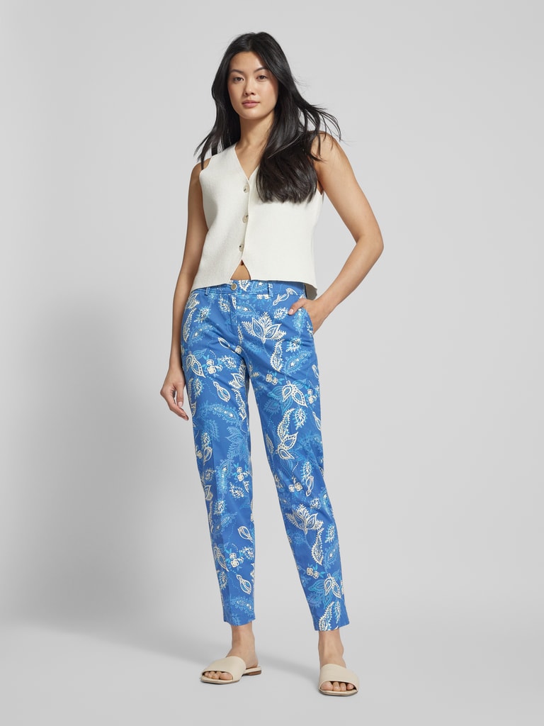 Brax Skinny fit stoffen broek met paisleymotief, model 'Style. Maron