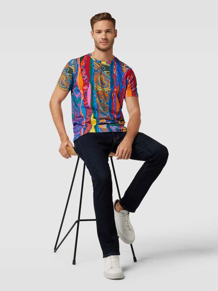 Carlo Colucci T Shirt Met All Over Motief In Blauw Online Kopen P C