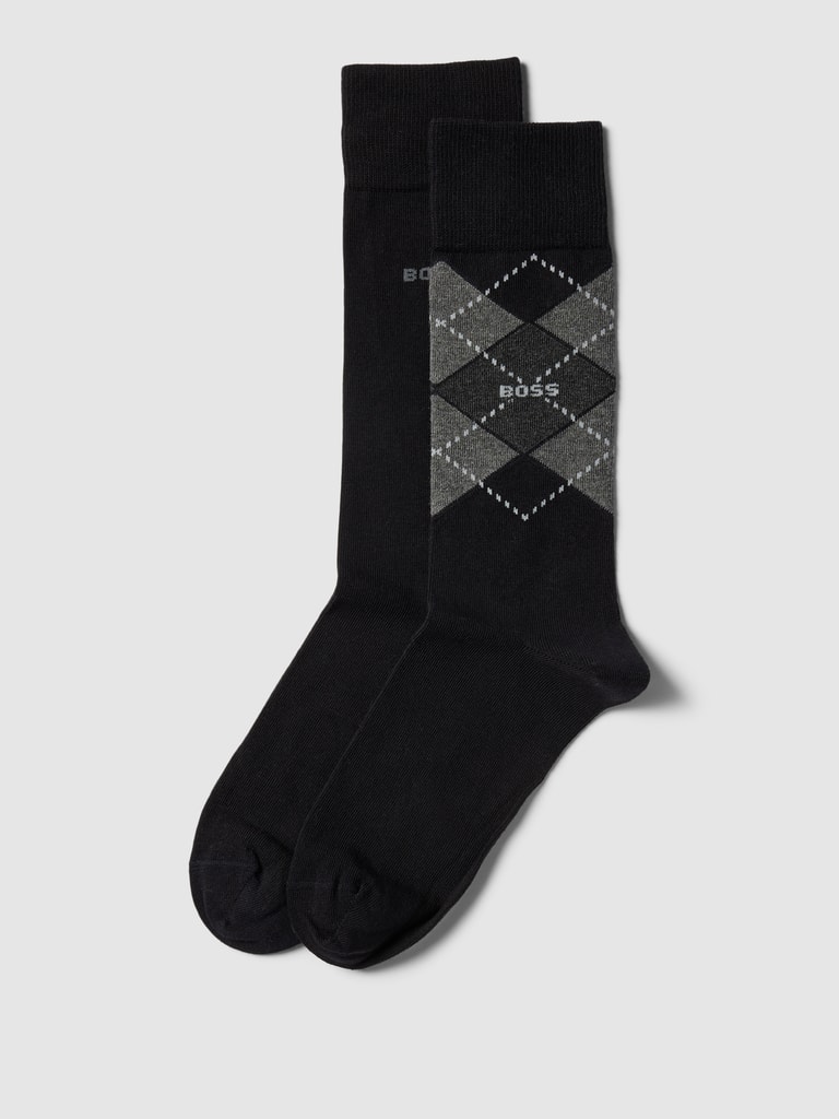 Bugatti Herren Socken 2er Pack – Argyle & Uni, Bequem, Modisch