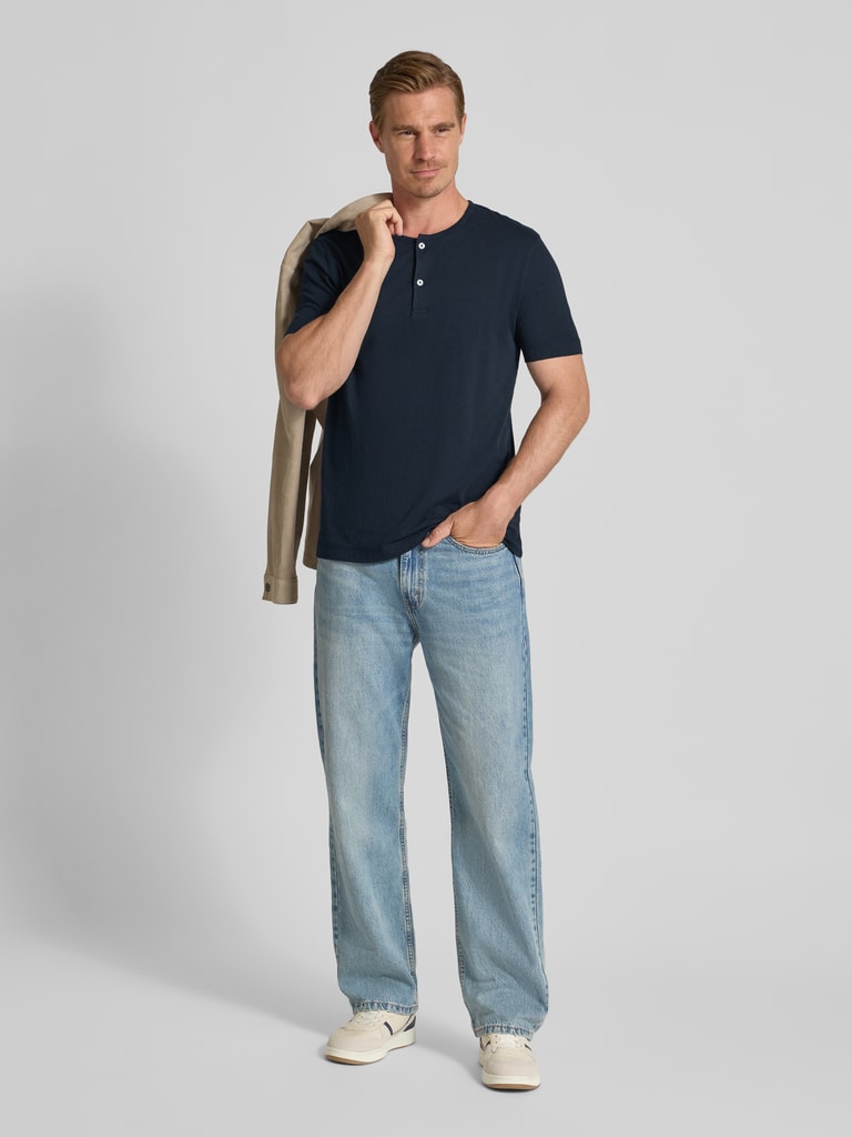 Marc O'Polo Regular Fit Henley-Shirt aus reiner Baumwolle (marine