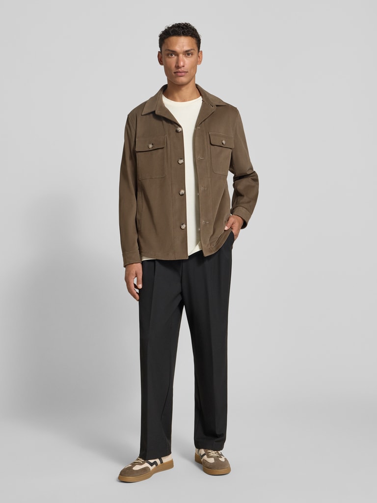 BOSS Regular Fit Hemdjacke aus Baumwoll-Mix Modell 'CARPER' (schlamm ...