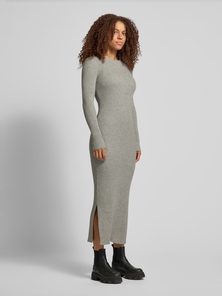 Only Gebreide maxi-jurk met boothals in middengrijs gemêleerd