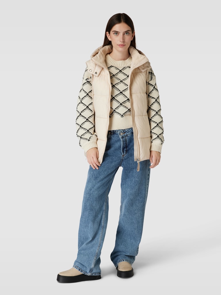 steppweste mit kapuze beige