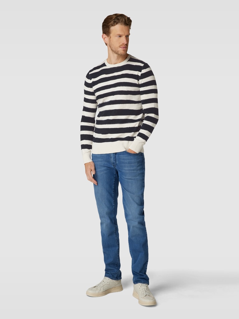 TOM TAILOR Denim Strickpullover – Gestreift, Aus Recyceltem Polyester