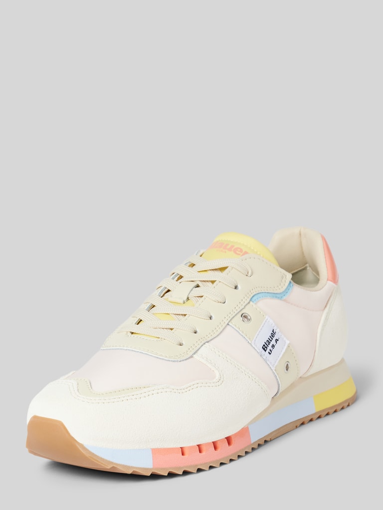 Blauer Beige Polyurethane Men Sneaker