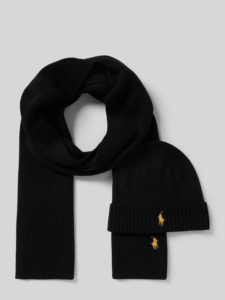 Polo Ralph Lauren Schal und Mütze aus Wolle im Set (black) online kaufen