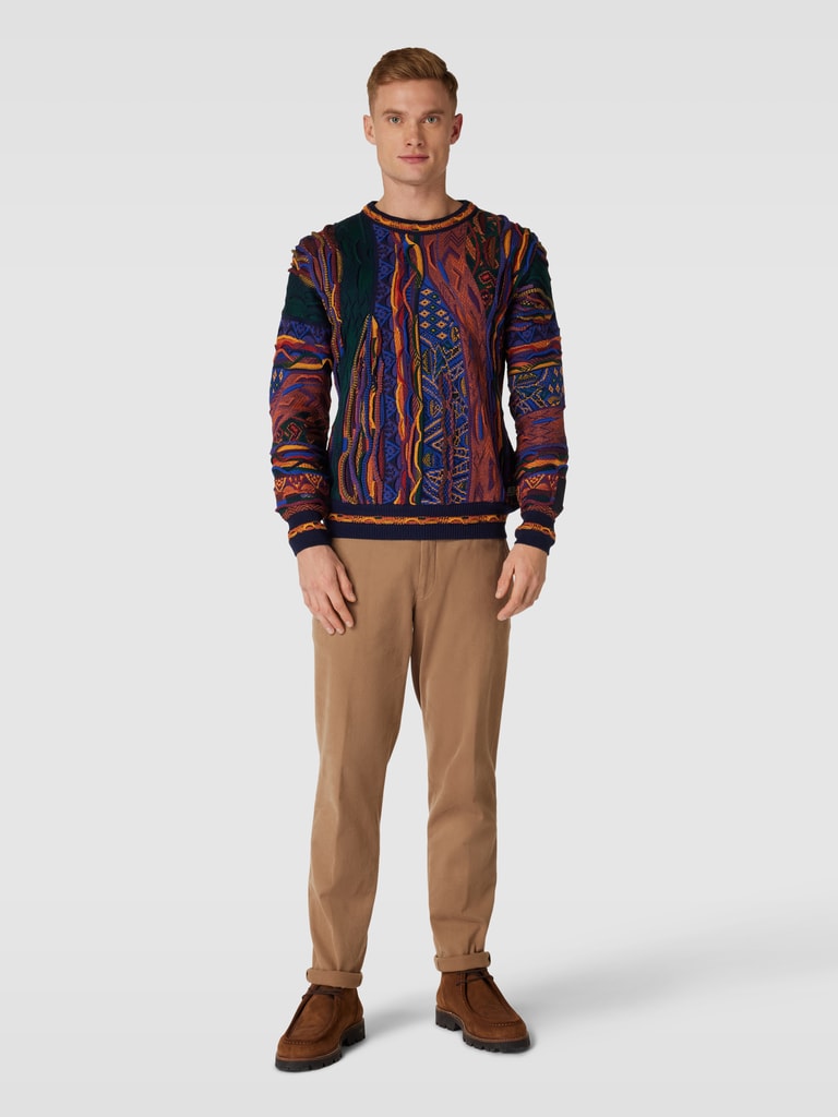 Carlo Colucci Strickpullover mit Allover-Muster (purple) online kaufen
