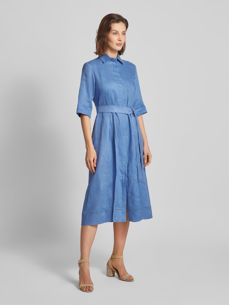 MaxMara Leisure Hemdblusenkleid aus Viskose mit Taillenband Modell 
