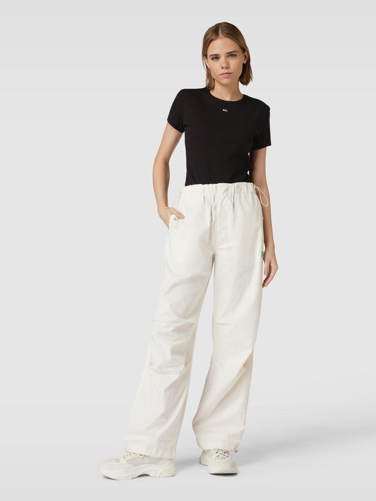 Noisy May Damen Ripp-Oberteil | Slim Fit V-Ausschnitt Kurzarm Top | Schwarz