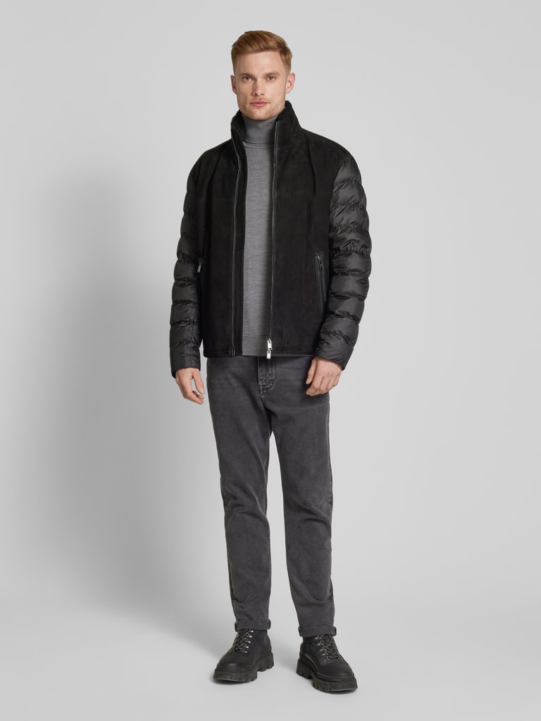 BOSS Jacke aus Ziegenleder mit Stehkragen Modell 'Mauricio' (black