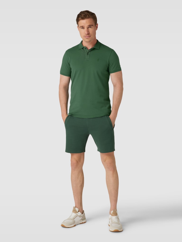 Shiwi Poloshirt met korte knoopsluiting, model 'justin' in donkergroen ...