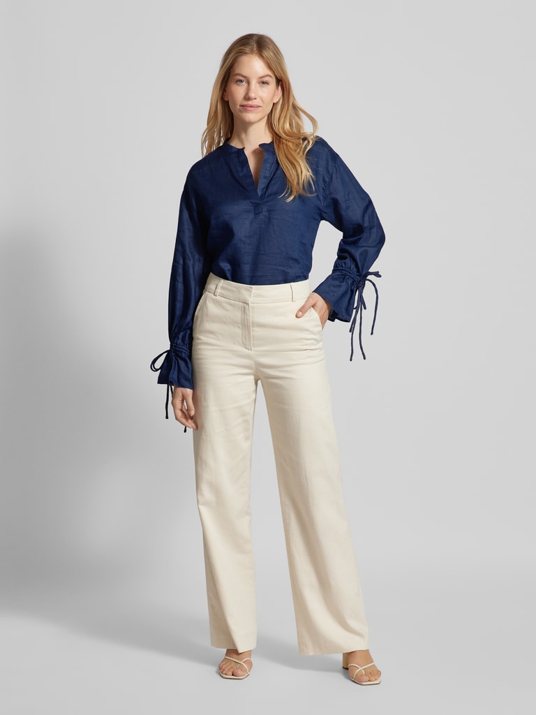 stefanel bluse damen blusen tops shirts in größe l damen Stefanel Bluse aus Ramie in unifarbenem Design (marine) online kaufen