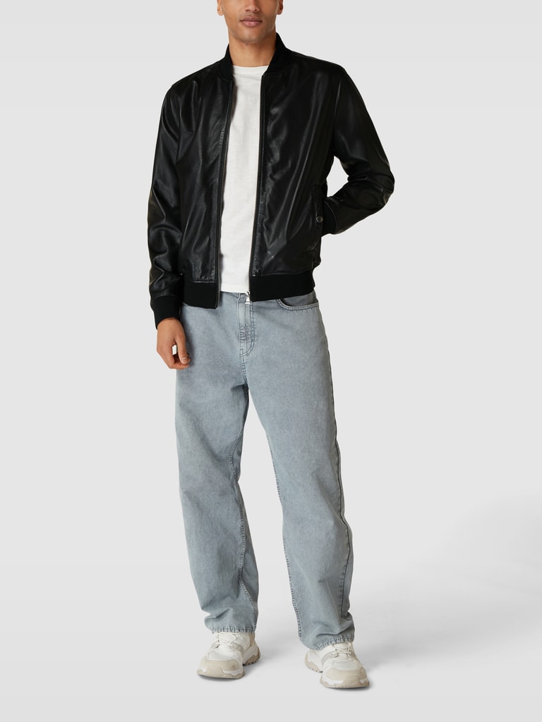 JOOP! Jeans Lederjacke mit Stehkragen Modell 'Icos' (black) online