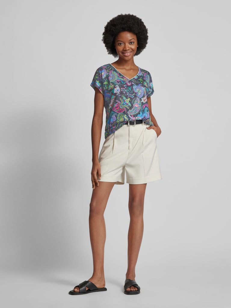 größe 36 langarm damen blusen tops shirts mit paisley muster dunkelblau gr Christian Berg Woman TShirt mit PaisleyMuster (dunkelblau) online kaufen