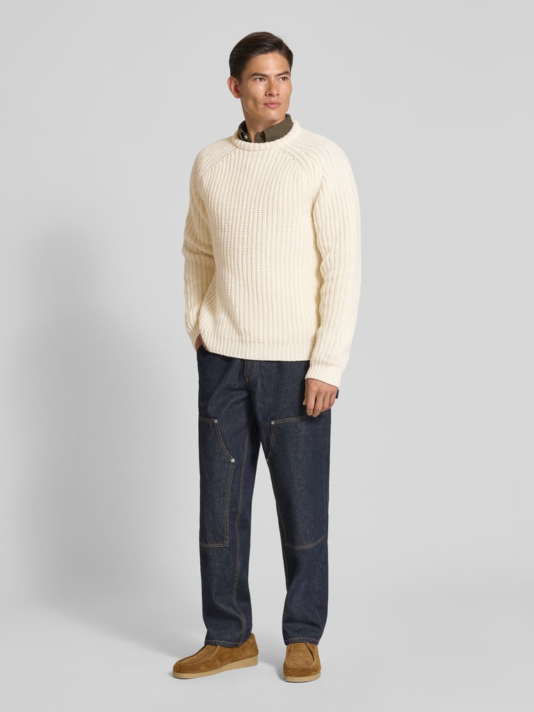 Forét Strickpullover aus Lanawoll-Mix mit Rundhalsausschnitt