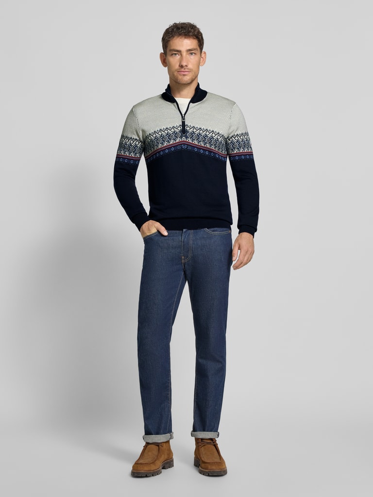 Dale of Norway Wollen pullover met schipperskraag in marineblauw online ...
