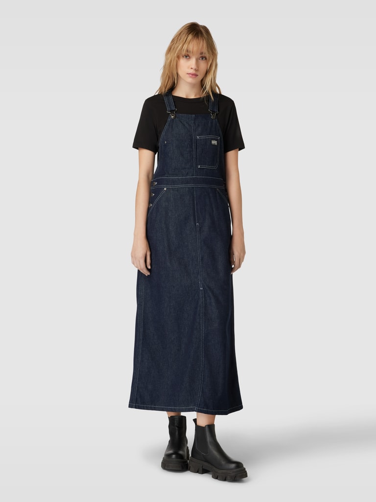 G-STAR RAW Midi Dungaree Jurk, Blauw (Faded Cliffside Blue D24351-d536-g326), S