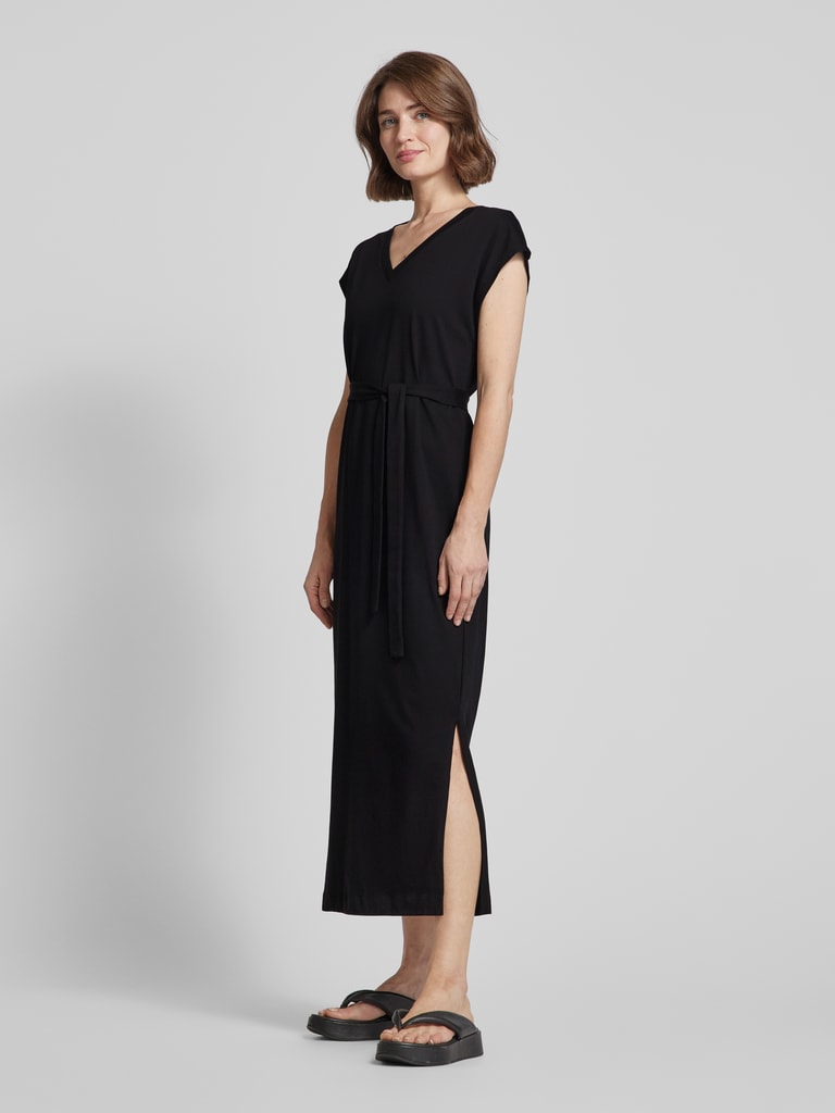 Damen Midikleid mit 3/4-Arm - Bindegürtel & Taschen