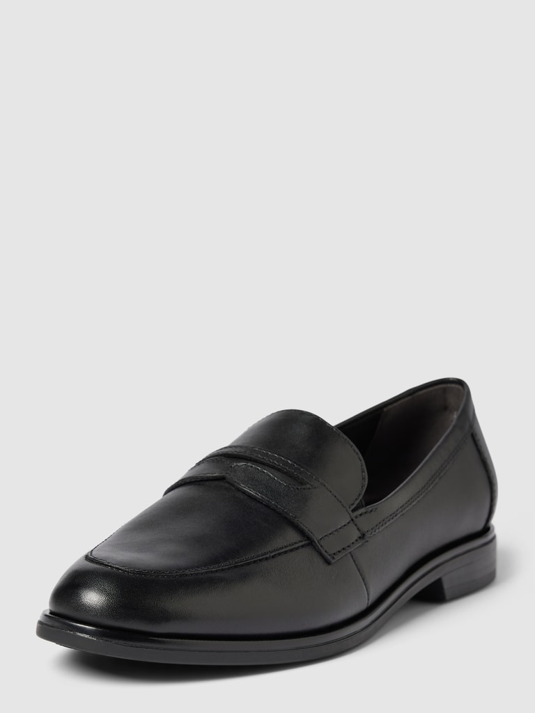 Tamaris Loafers aus Leder in unifarbenem Design (black) online kaufen