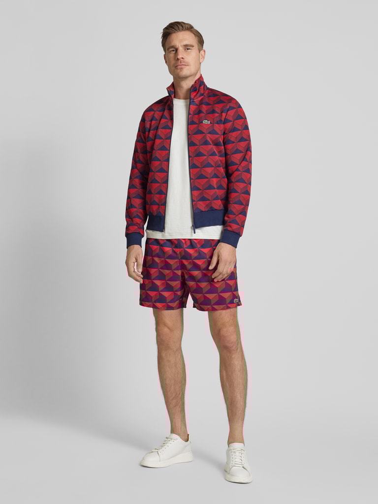 Lacoste Sweatjacke mit Allover-Muster (rot) online kaufen