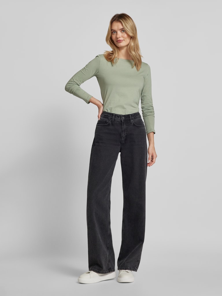 QS Longsleeve Rippstruktur - Baumwolle Mit Logostickerei