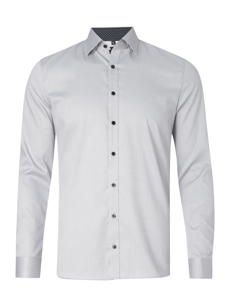 OLYMP No. Six Super Slim Fit BusinessHemd mit muster (mittelgrau