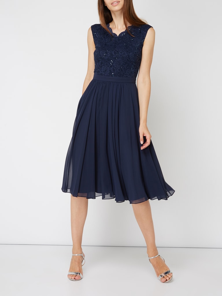 Swing Cocktailkleid mit Pailletten-Besatz (dunkelblau) online kaufen