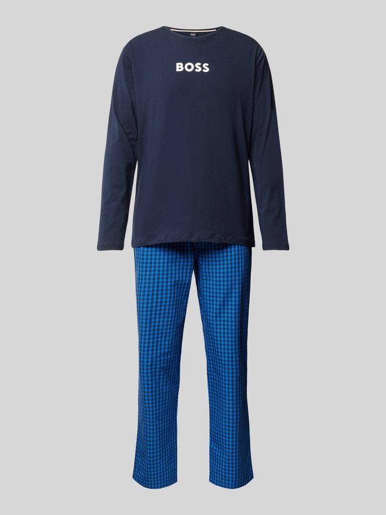 Pyjama Lable BOSS Pyjama mit Label-Print Modell 'Easy' (blau) online kaufen