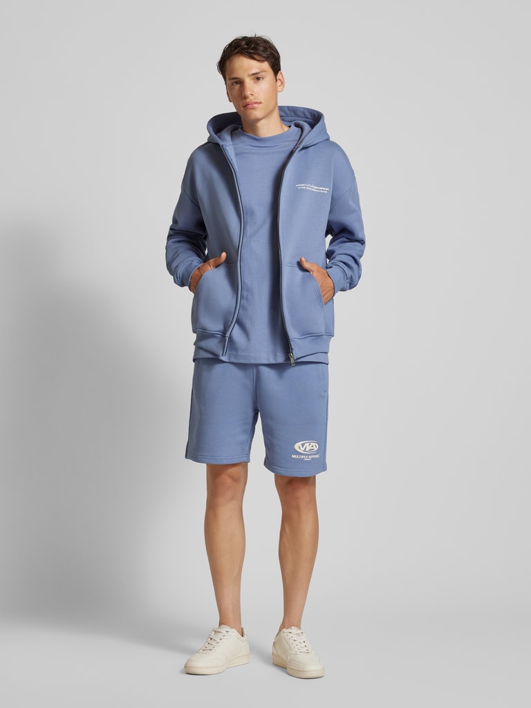 Multiply Apparel Oversized Sweatjacke mit Label-Print (blau  