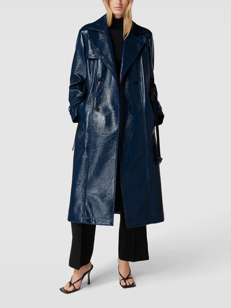 Trenchcoat Hugo Boss Mantel Blau Damen HUGO Trenchcoat In Lack