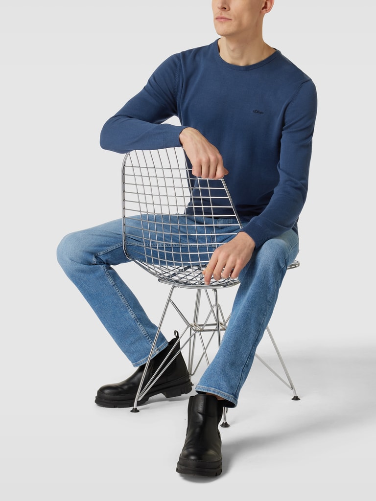s.Oliver RED LABEL Pullover met geborduurd logo in zand online kopen | P&C