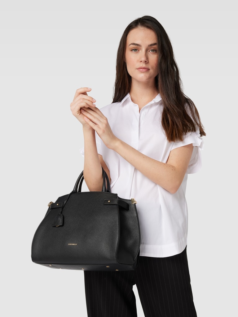 Coccinelle Tote Bag aus Leder mit Label-Detail Modell 'KLICHE' (black ...